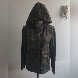 🆕 Sanctuary military Camo Camouflage Cotton-blend Gorpcore hooded jacket_XS